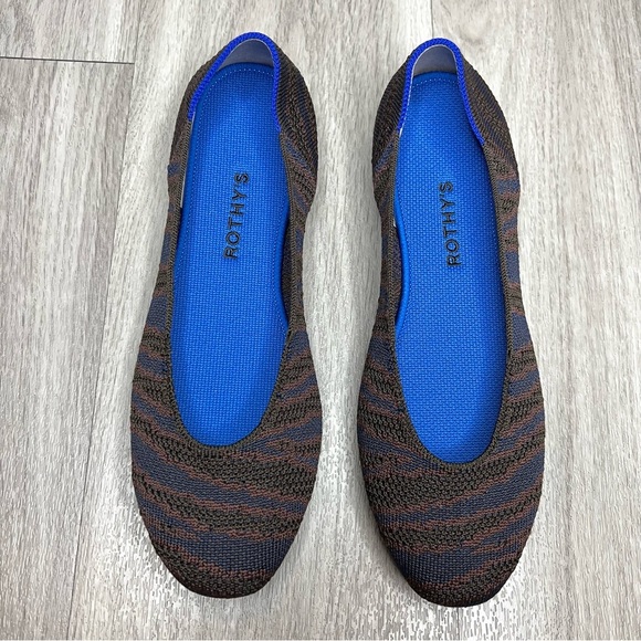 Rothy’s Sapphire Zebra Square Toe Ballet Flat Animal Print Shoes Size 9.5 - Picture 4 of 9